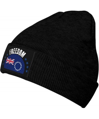 The Cook Islands Flag and Freedom Beanie Hat for Men Women Hats Skull Cap Warm Cozy Knitted Caps Black $13.32 Skullies & Beanies