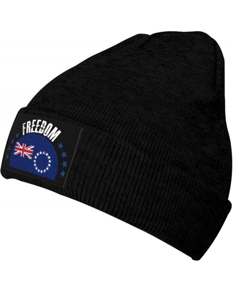 The Cook Islands Flag and Freedom Beanie Hat for Men Women Hats Skull Cap Warm Cozy Knitted Caps Black $13.32 Skullies & Beanies