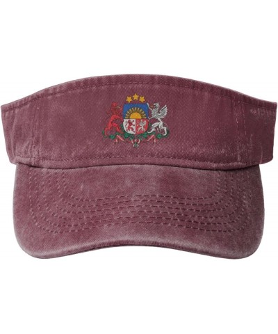 Coat of arms of Latvia Sun Hat Sun Visor Hats for Women Men Baseball Cap Golf Hats Red $13.49 Visors