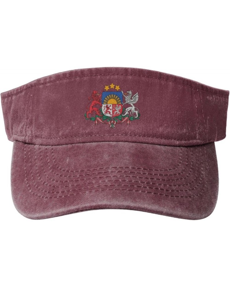 Coat of arms of Latvia Sun Hat Sun Visor Hats for Women Men Baseball Cap Golf Hats Red $13.49 Visors