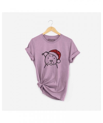 Santa Hat American Staffordshire Terrier T-Shirt Unisex Orchid Crewneck $14.52 Skullies & Beanies