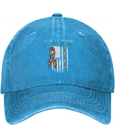 It's Ok to Be Different Autism American Flag Unisex Baseball Cap Blue $10.80 Cowboy Hats