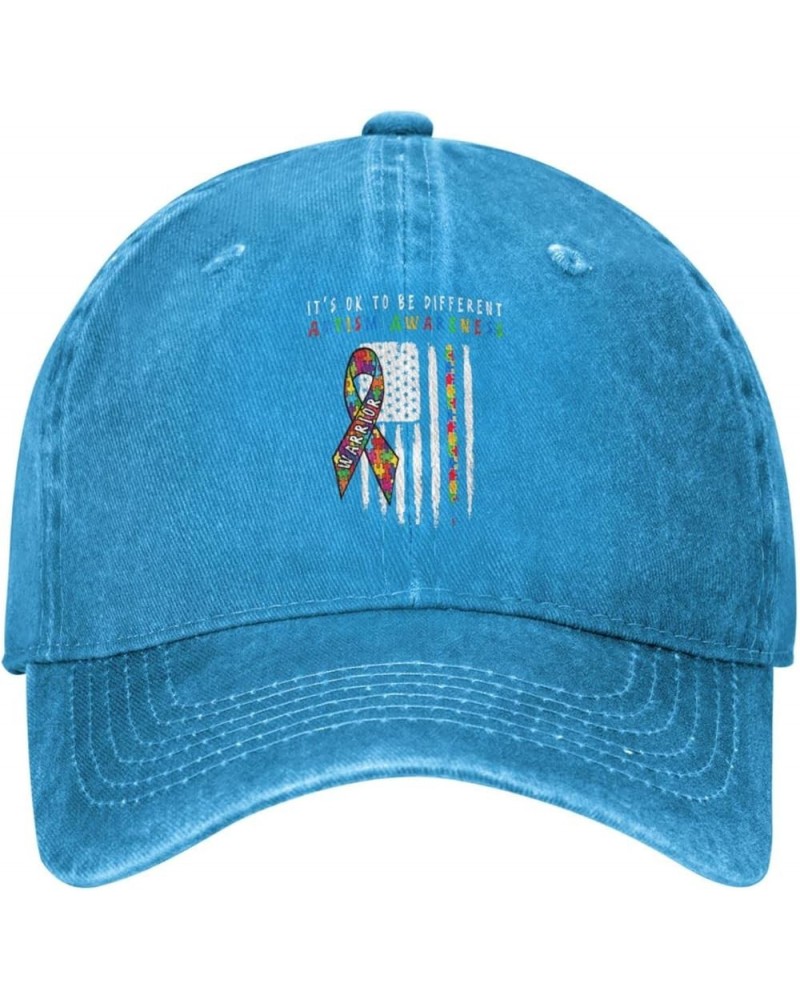 It's Ok to Be Different Autism American Flag Unisex Baseball Cap Blue $10.80 Cowboy Hats