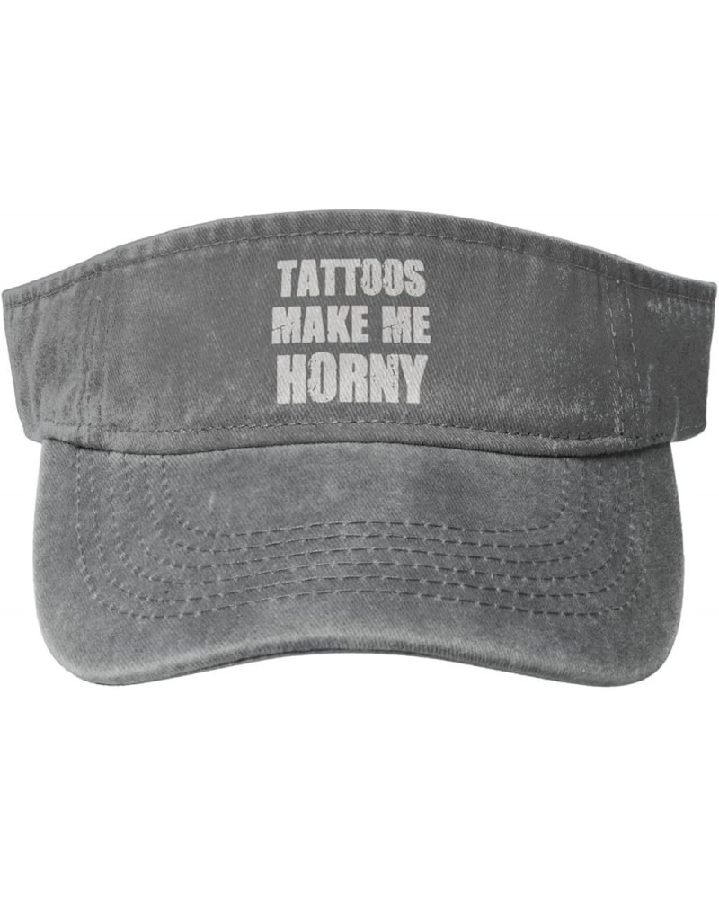 Tattoos Make me Horny Sun Visor Hats Cotton Empty Top Baseball Cap Sports Sun Cap for Men Women,Black Gray $12.36 Visors