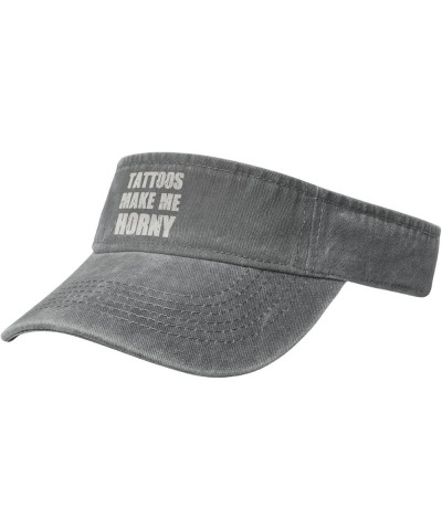 Tattoos Make me Horny Sun Visor Hats Cotton Empty Top Baseball Cap Sports Sun Cap for Men Women,Black Gray $12.36 Visors