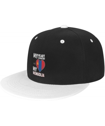 My Heart My Country My Mongolia Baseball Cap for Men Women Snapback Hat Adjustable Flat Bill Hats White $11.37 Baseball Caps