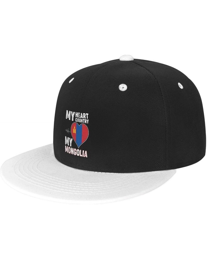 My Heart My Country My Mongolia Baseball Cap for Men Women Snapback Hat Adjustable Flat Bill Hats White $11.37 Baseball Caps