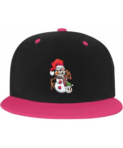 Scary Snowman Monster Baseball Cap for Men Women Snapback Hat Adjustable Flat Bill Hats Pink $10.63 Baseball Caps