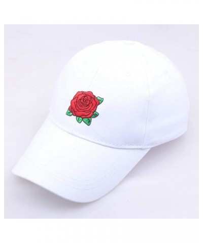 Washed Floral Baseball Caps Rose Embroidered Dad Hats Adjustable Vintage Women Men Summer Cute Trucker Hat White $7.01 Rain Hats