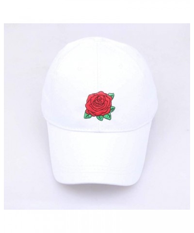 Washed Floral Baseball Caps Rose Embroidered Dad Hats Adjustable Vintage Women Men Summer Cute Trucker Hat White $7.01 Rain Hats