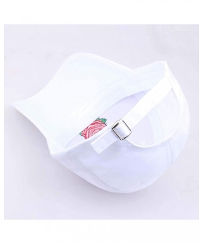 Washed Floral Baseball Caps Rose Embroidered Dad Hats Adjustable Vintage Women Men Summer Cute Trucker Hat White $7.01 Rain Hats