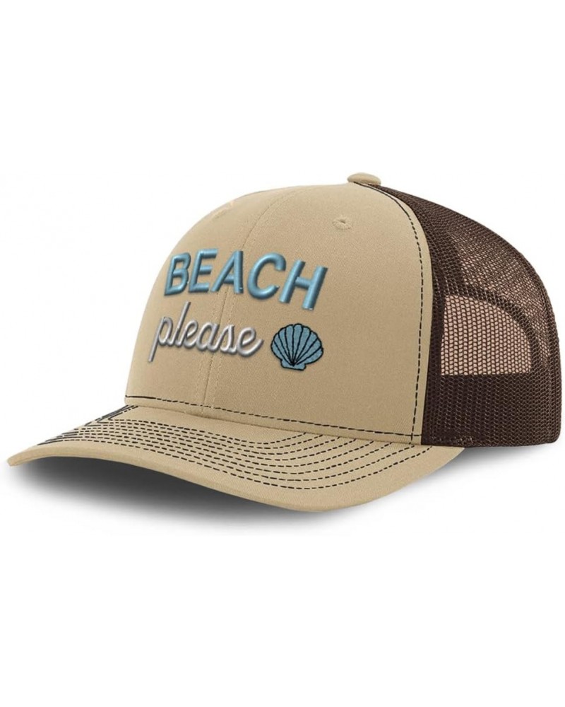 Custom Richardson Trucker Hat Beach Please Style B Polyester Baseball Cap Khaki Coffee Design Only $18.12 Baseball Caps