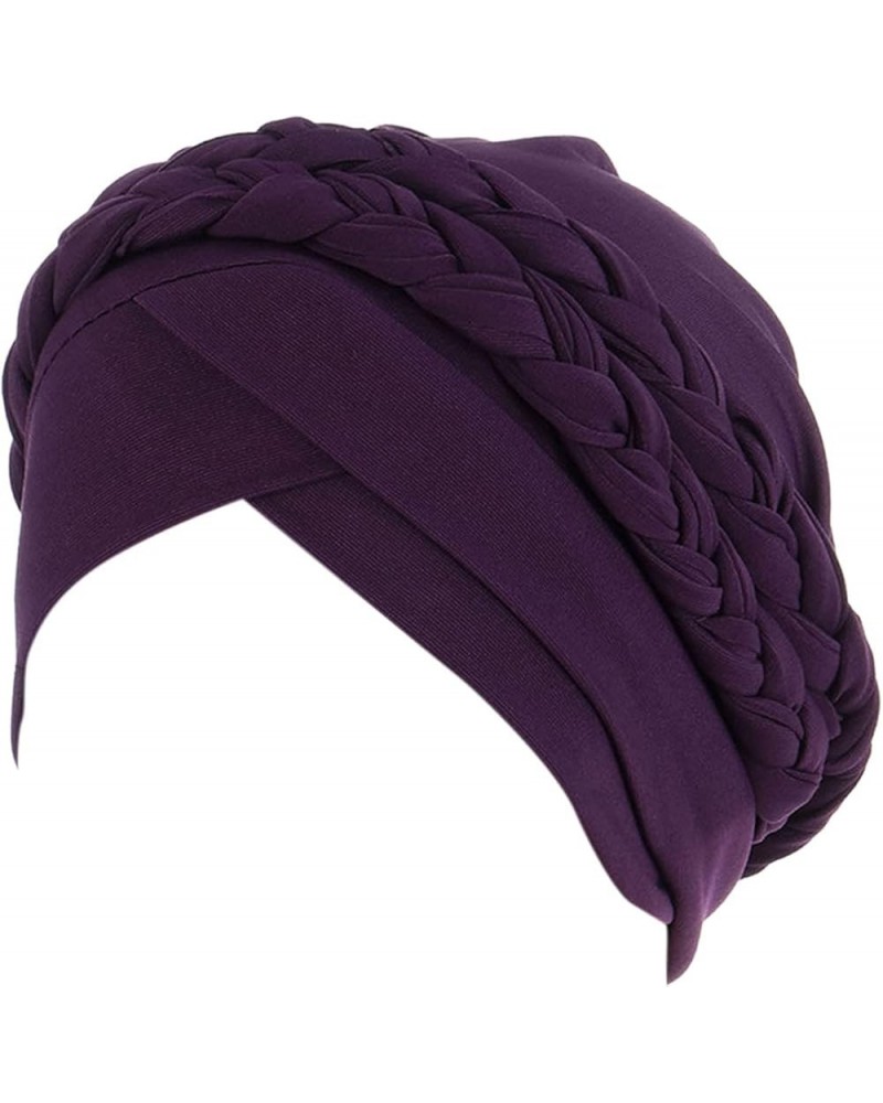 Cover Pre-Tied Braid Turban Hat Headwear Cap Ethnic Wrap Head Hair Baseball Caps Squints Sandlot Costume Purple $5.64 Skullie...