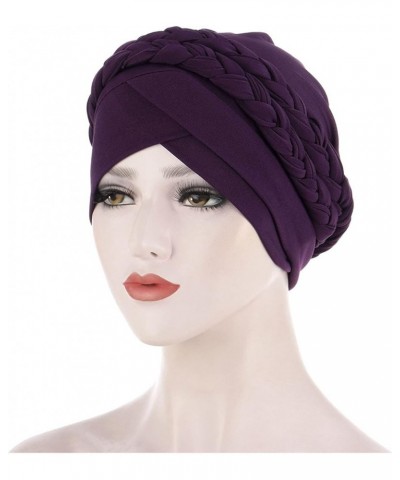 Cover Pre-Tied Braid Turban Hat Headwear Cap Ethnic Wrap Head Hair Baseball Caps Squints Sandlot Costume Purple $5.64 Skullie...