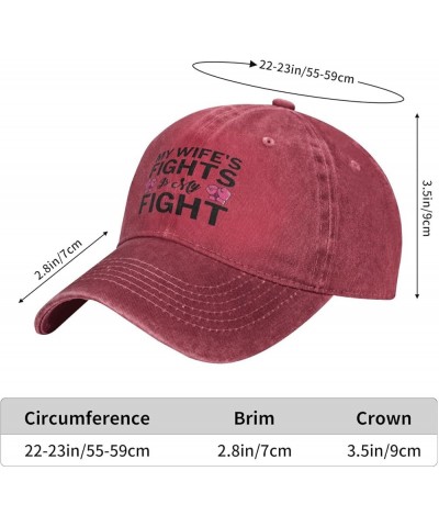 My Wife's Fight is My Fight Hat Breast Cancer Awareness Support Hat for Men Women Baseball Cap Cowboy Dad Tracker Hat Red $12...