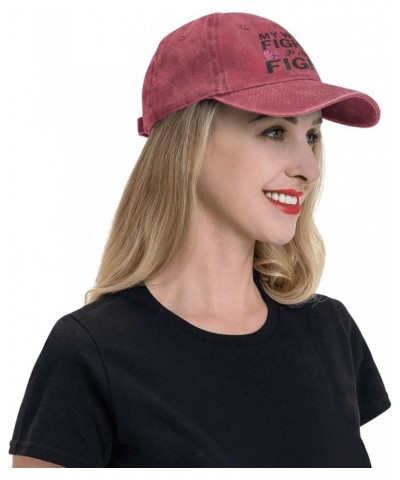 My Wife's Fight is My Fight Hat Breast Cancer Awareness Support Hat for Men Women Baseball Cap Cowboy Dad Tracker Hat Red $12...