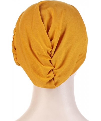 African Turbans Pre Tied Knot Headwrap Faux Pearl Bead Head Beanie Bonnet Soft Headscarf Women Sleep Cap Yellow $7.77 Skullie...