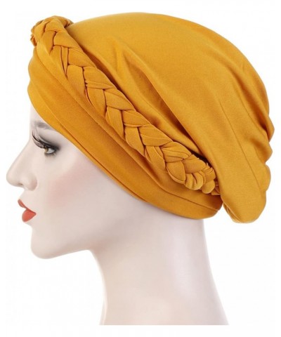 African Turbans Pre Tied Knot Headwrap Faux Pearl Bead Head Beanie Bonnet Soft Headscarf Women Sleep Cap Yellow $7.77 Skullie...