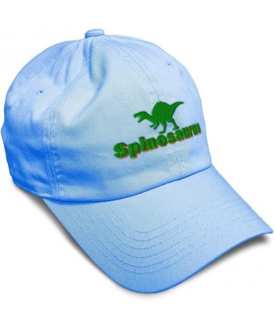 Custom Soft Baseball Cap Spinosaurus Dinosaurs Jurassic Twill Cotton Prehistoric Dad Hat for Men & Women Light Blue Design On...