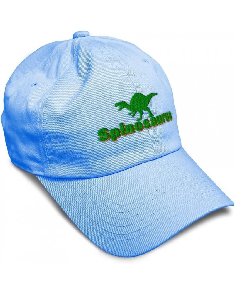 Custom Soft Baseball Cap Spinosaurus Dinosaurs Jurassic Twill Cotton Prehistoric Dad Hat for Men & Women Light Blue Design On...