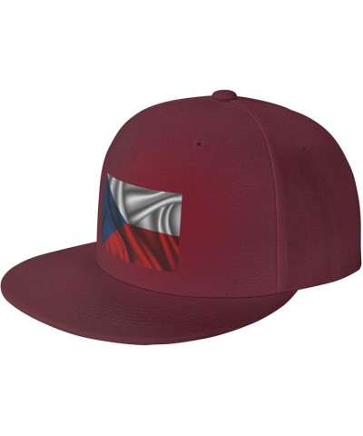 Silk Style Flag of The Czech Republic Baseball Cap for Men Women Snapback Hat Adjustable Flat Bill Hats Dark Red $13.13 Baseb...