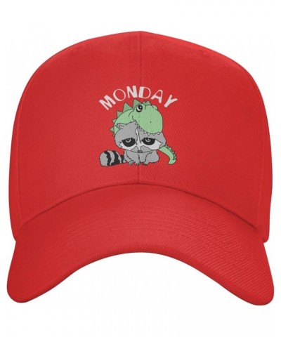 Hand Drawn Cute Raccoon Baseball Cap for Men Women Dad Hat Classic Adjustable Golf Hats Red $12.52 Baseball Caps