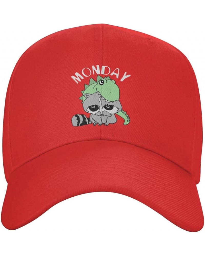 Hand Drawn Cute Raccoon Baseball Cap for Men Women Dad Hat Classic Adjustable Golf Hats Red $12.52 Baseball Caps