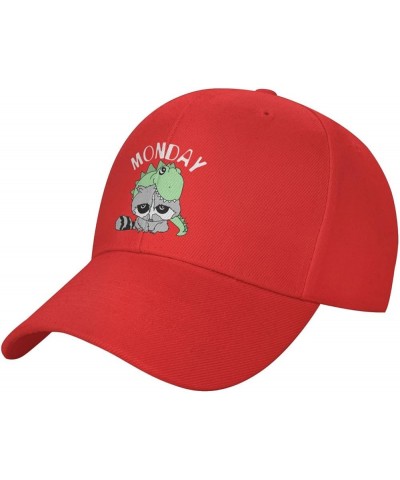 Hand Drawn Cute Raccoon Baseball Cap for Men Women Dad Hat Classic Adjustable Golf Hats Red $12.52 Baseball Caps