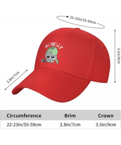 Hand Drawn Cute Raccoon Baseball Cap for Men Women Dad Hat Classic Adjustable Golf Hats Red $12.52 Baseball Caps