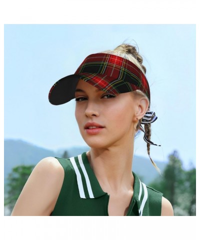 Sun Visor Caps Tartan Scottish Plaid Checkered Pattern Athletic Hat Camping Adjustable Sun Protection Visors for Women Men $9...