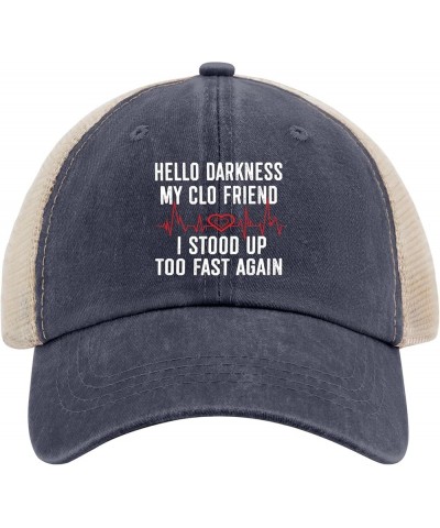 Hello Darkness I Stood Up Too Fast Again Pots Funny Hats for Mens Baseball Cap Soft Washed Running hat Breathable Purplish Bl...