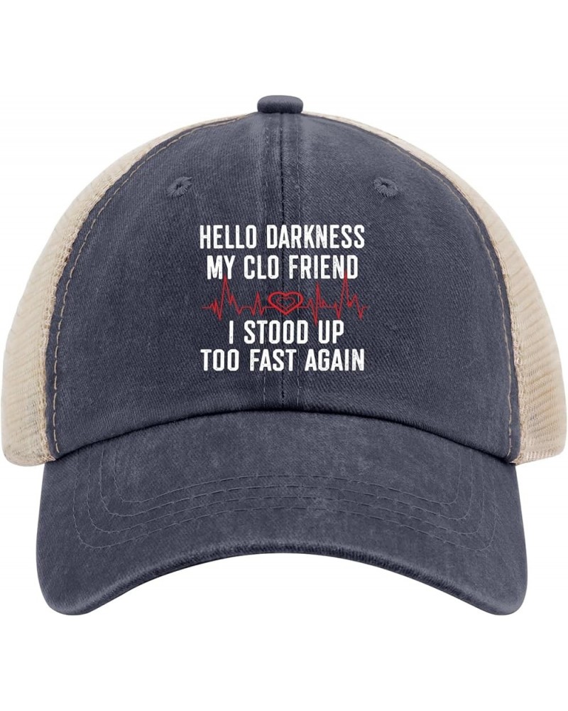 Hello Darkness I Stood Up Too Fast Again Pots Funny Hats for Mens Baseball Cap Soft Washed Running hat Breathable Purplish Bl...