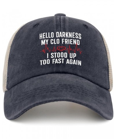 Hello Darkness I Stood Up Too Fast Again Pots Funny Hats for Mens Baseball Cap Soft Washed Running hat Breathable Purplish Bl...