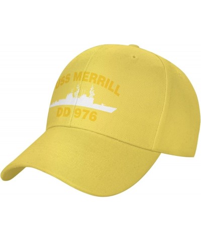 USS Merrill DD 976 Flag Baseball Caps-Denim Hats Cowboy Knit hat Fisherman's hat Yellow $12.74 Baseball Caps