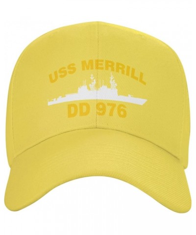 USS Merrill DD 976 Flag Baseball Caps-Denim Hats Cowboy Knit hat Fisherman's hat Yellow $12.74 Baseball Caps