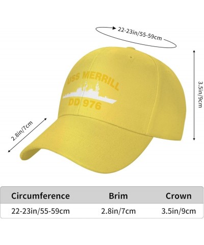 USS Merrill DD 976 Flag Baseball Caps-Denim Hats Cowboy Knit hat Fisherman's hat Yellow $12.74 Baseball Caps