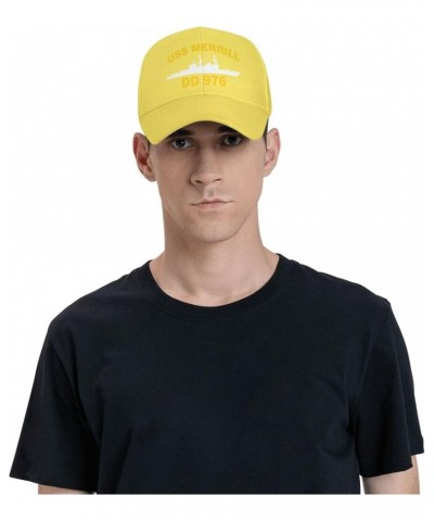 USS Merrill DD 976 Flag Baseball Caps-Denim Hats Cowboy Knit hat Fisherman's hat Yellow $12.74 Baseball Caps