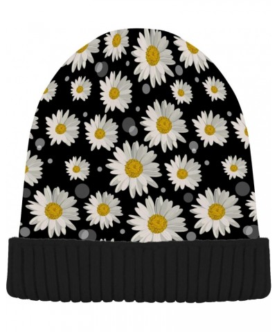 Daisy Black Beanie Hat for Women Men Winter Soft Knit Hat Cuffed Mens Slouchy Beanies Skull Cap Warm Womens Ski Hats $11.21 S...