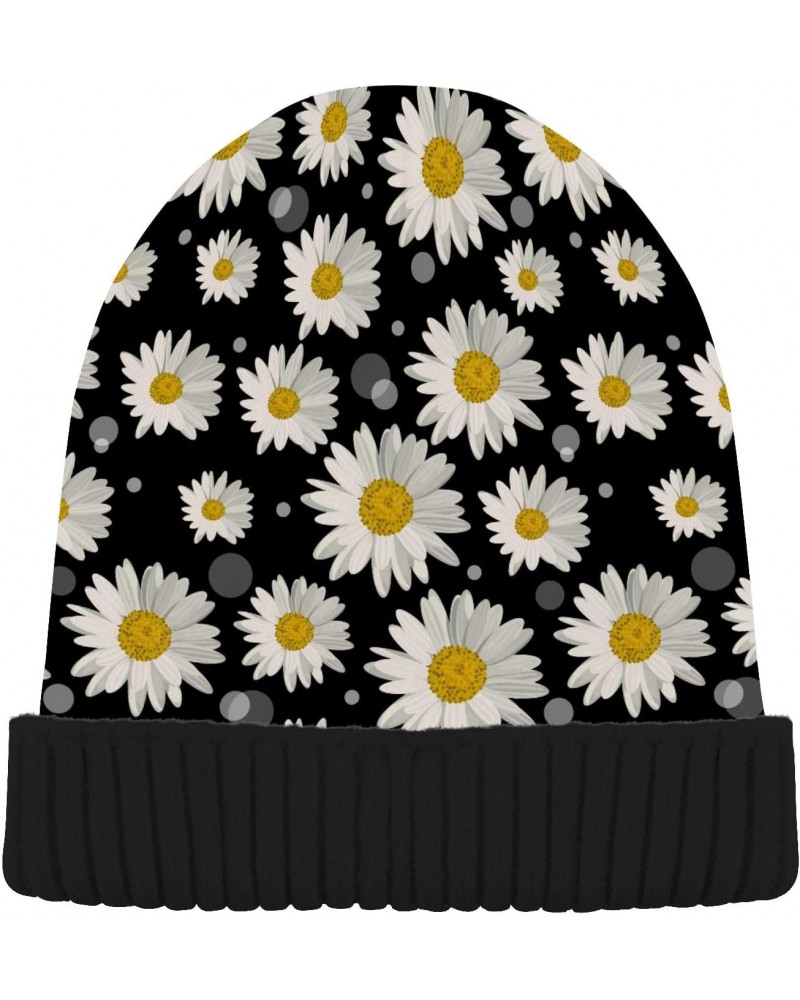 Daisy Black Beanie Hat for Women Men Winter Soft Knit Hat Cuffed Mens Slouchy Beanies Skull Cap Warm Womens Ski Hats $11.21 S...