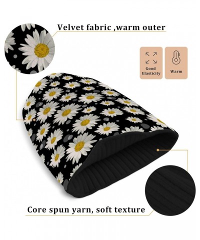 Daisy Black Beanie Hat for Women Men Winter Soft Knit Hat Cuffed Mens Slouchy Beanies Skull Cap Warm Womens Ski Hats $11.21 S...