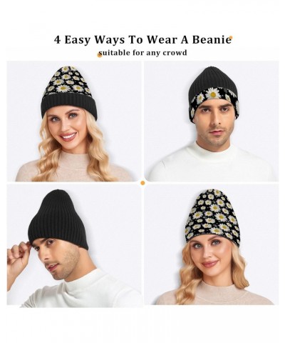 Daisy Black Beanie Hat for Women Men Winter Soft Knit Hat Cuffed Mens Slouchy Beanies Skull Cap Warm Womens Ski Hats $11.21 S...