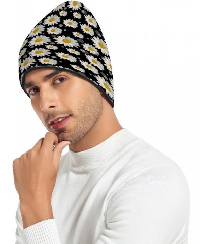 Daisy Black Beanie Hat for Women Men Winter Soft Knit Hat Cuffed Mens Slouchy Beanies Skull Cap Warm Womens Ski Hats $11.21 S...