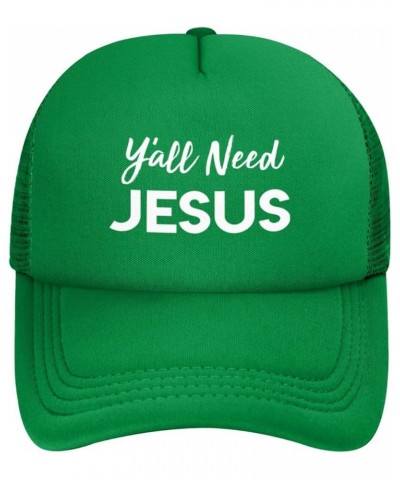 Y'all Need Jesus Funny Gift for Women Men Gifts Mesh Unisex-Adult Adjustable Snapback Trucker Hat Baseball Hats Black Green $...