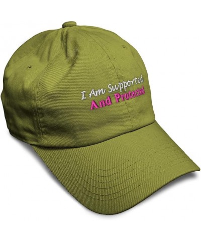 Soft Baseball Cap I Am Supported and Protected Cotton Dad Hats for Men & Women Olive Green $12.32 Baseball Caps