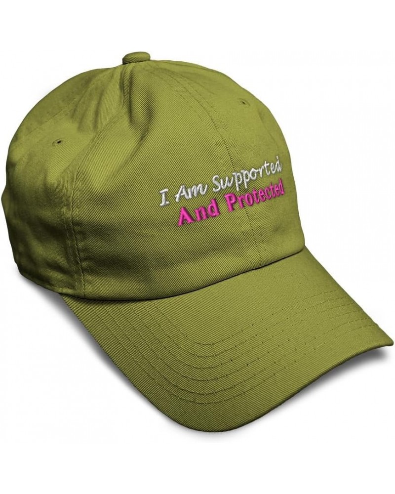 Soft Baseball Cap I Am Supported and Protected Cotton Dad Hats for Men & Women Olive Green $12.32 Baseball Caps