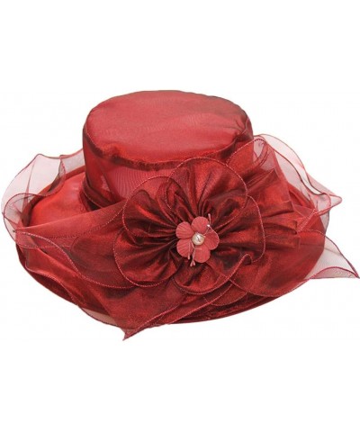 Women's Church Fascinator Bridal Tea Party Wedding Hat Marching Band Hats for Women D-wine Red $8.78 Rain Hats