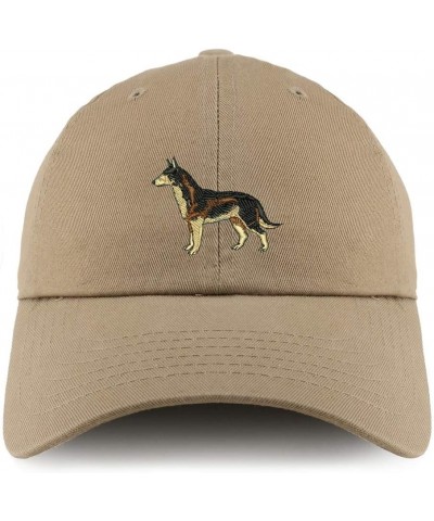 Dark German Shepherd Dog Embroidered Low Profile Soft Cotton Dad Hat Cap Khaki $12.00 Baseball Caps