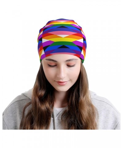 Omnigay Pride Flag LGBTQ Comfort Elegance Knitted Hat Black Daily for Men Women $9.65 Skullies & Beanies