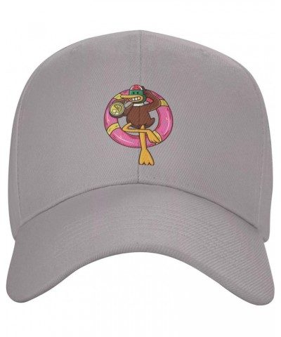 Cute Duck Swimming Holding Juice Baseball Cap for Men Women Dad Hat Classic Adjustable Golf Hats Gray $11.40 Baseball Caps