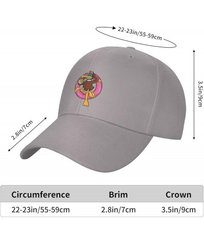 Cute Duck Swimming Holding Juice Baseball Cap for Men Women Dad Hat Classic Adjustable Golf Hats Gray $11.40 Baseball Caps